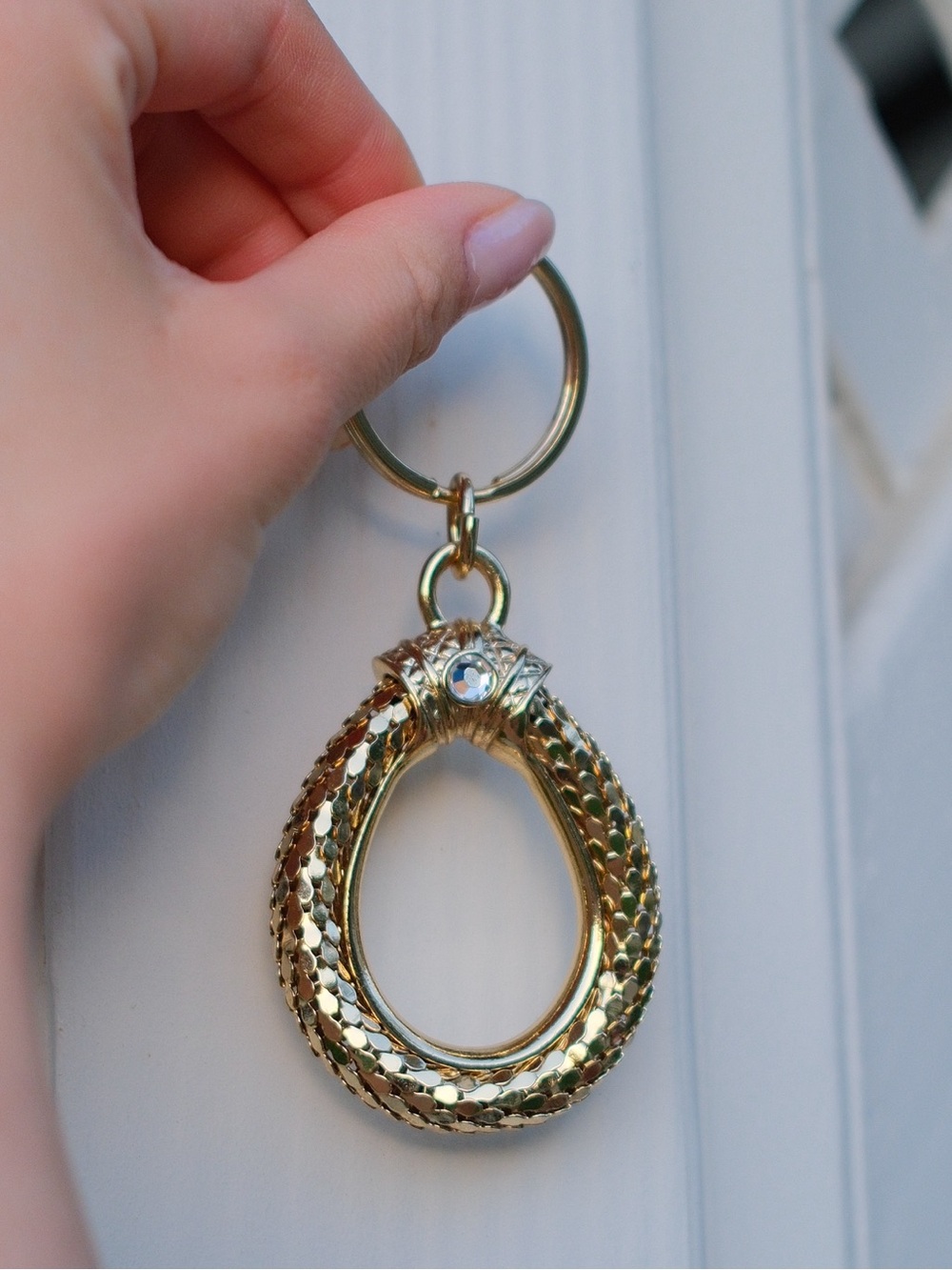 Vintage Whiting & Davis Gold Mesh Teardrop Keychain